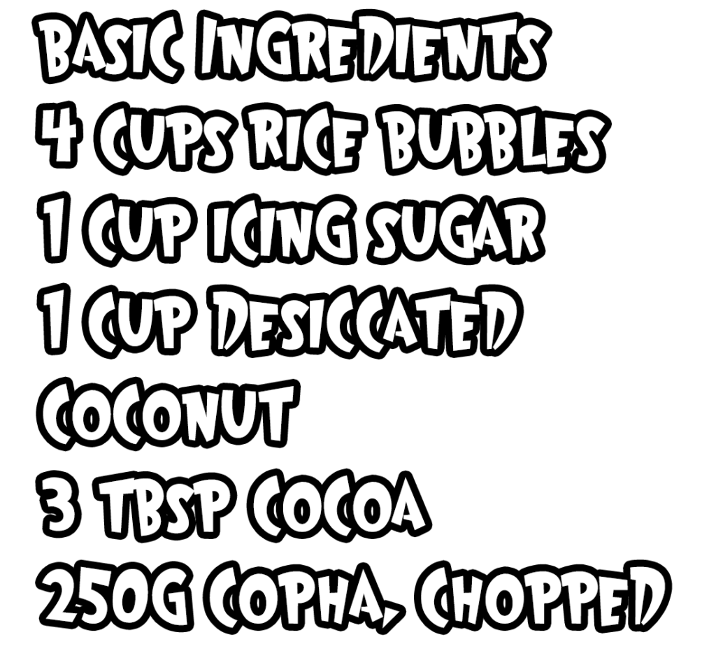 Recipe Ingredients for Goomba Chocolate Crackles